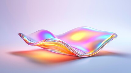 Poster - An isolated curvy translucent glass shape on a white background. The design element is a modern minimalist wallpaper with a curvy shaped texture.