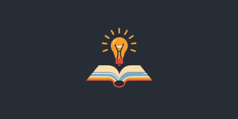 Canvas Print - Modern logo with a book and a light bulb.