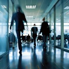 Sticker - Motion Blur of Businessmen in Office