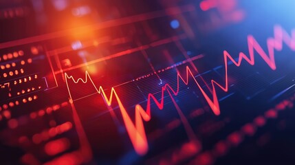 Poster - Dynamic abstract background featuring a vibrant digital graph with fluctuating lines and glowing elements for technology themes.