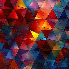 Poster - Mesmerizing kaleidoscopic polygon pattern background with intense saturated colors and a minimalist abstract digital painting composition  The design creates a visually stunning