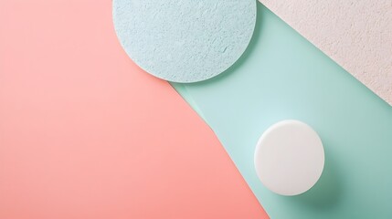 Poster - Elegant Pastel Colored Geometric Background with Soft Textures and Minimal Shapes Ideal for Product Photography Branding and Marketing Visuals