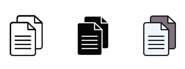 Poster - Copy icon silhouette and editable colored in unexpanded vector form,  different colored paper showing copy icons in editable styles