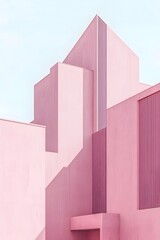 Poster - Pastel toned minimalist distillery featuring sharp angular lines abstract architectural structures and a muted color scheme that evokes a modernist aesthetic with cinematic lighting