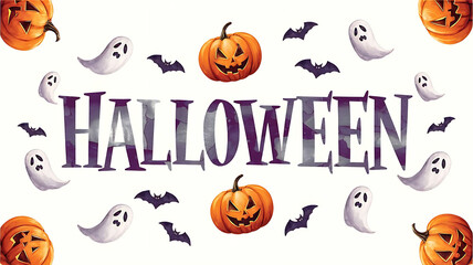 A banner with text halloween a white background