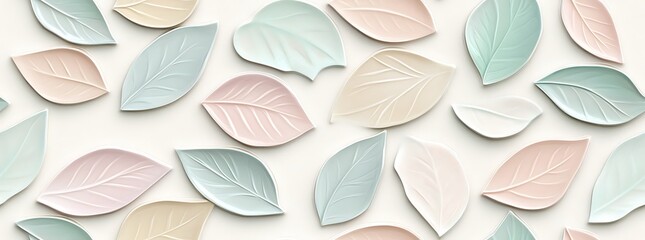 3D seamless pattern with embossed leaves