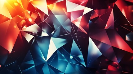 Poster - vibrant geometric polygon abstract background with moody studio lighting and surreal mesmerizing dig