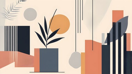 Poster - refined and modern abstract backgrounds featuring simple geometric shapes clean lines and muted colo