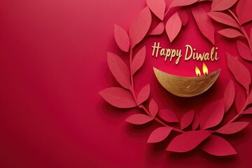 Happy Diwali. graphic of Diya lantern. Indian festival of lights.