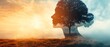 © Nattapat - Human head silhouette featuring a peaceful landscape, symbolizing mental serenity and inner calm, with space available for text and content
