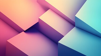 Wall Mural - Pastel colored abstract geometric shapes arranged in a vibrant gradient backdrop creating a minimalist contemporary and visually striking digital art composition