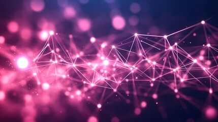 Poster - A vibrant network of pink lines and illuminated points illustrates the concept of connectivity and technology in a dark setting, evoking a sense of dynamic interaction