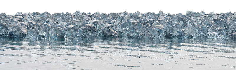 Wall Mural - ice rock on the lake in winter with isolated on transparent background. png file, 3d rendering illus