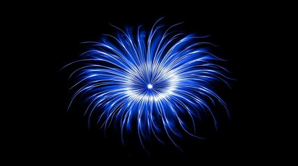 Wall Mural - Abstract blue light design with a swirling center against a black background.