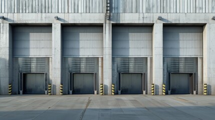 Aufkleber - A row of four large metal doors are open, with a yellow