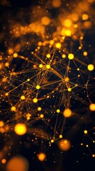 Poster - The composition showcases a network of golden lines and luminous nodes, creating an abstract representation of connections against a deep, dark background