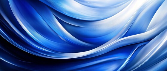 Poster - The artwork features elegant, flowing blue waves that create a sense of movement and depth, reflecting light and evoking an aquatic atmosphere