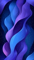 Poster - This artwork showcases fluid waves in rich blue and purple tones, creating a sense of dynamic movement against a starry background, evoking cosmic themes and tranquility