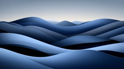 Poster - Soft blue waves flow harmoniously across the canvas, blending together to form a soothing abstract landscape that inspires peace and relaxation