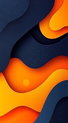 Poster - Flowing waves of vibrant orange and deep blue create an abstract pattern, showcasing a modern aesthetic that captivates with its fluid shapes and design