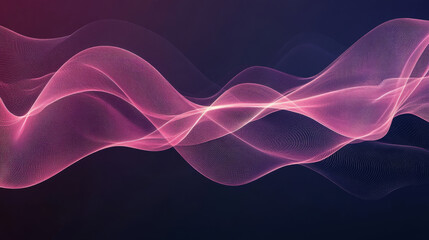 Poster - Flowing waveforms in shades of pink and purple intertwine against a dark background, showcasing a captivating abstract design that evokes movement and energy