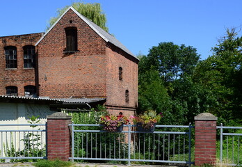 Historical Building and Bridge at the River Jeetze in the Old Town of Salzwedel, Saxony - Anhalt