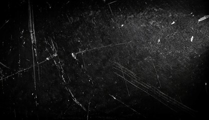 Poster - Black Grunge Texture, Dark Background with Scratches and Marks