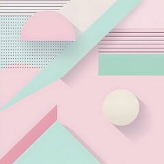 Poster - Minimalist pastel colored geometric abstract backdrop with soft muted hues of pink and mint green showcasing a refined Scandinavian design aesthetic  Tranquil and soothing mood with simple