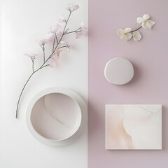 Poster - Pastel Color Palette and Minimalist Elegant Geometric Abstract Design Layout with Delicate and Graceful Details Modern and Refined Visual Presentation