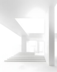 Poster - Minimalist monochrome architectural scene featuring crisp clean geometric elements abstract compositions and expansive negative space  This image showcases a stark