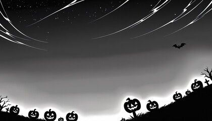 illustration of a Halloween night with moon and pumpkin background