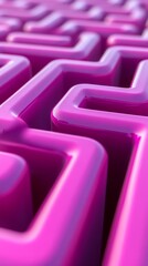 Poster - An intricate maze structure features smooth, flowing curves in vivid pink shades, inviting viewers to explore its complex pathways and design aesthetics