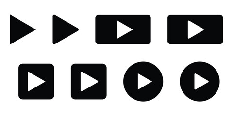 Poster - Play button icons. Silhouette of video play icon set. Black play video symbol isolated on white background. Digital web vector. EPS 10