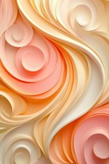 Poster - A vibrant composition of swirling paper shapes in shades of peach, cream, and blush creates a dynamic and visually engaging decoration for art enthusiasts