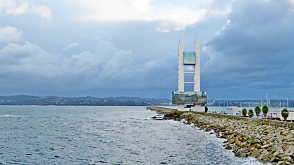 port control tower lighthouse breakwater La Coruña sea 2