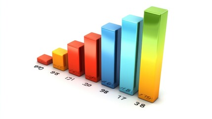 Poster - A 3D bar graph illustrating data trends with varying heights and colors.