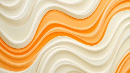 Poster - The artwork features flowing layers of orange and cream, creating a dynamic look that adds depth and dimension to contemporary interior spaces or design projects