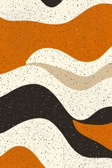 Poster - This artwork features flowing shapes in earthy shades of orange, black, beige, and cream, creating a dynamic and contemporary aesthetic perfect for home or office design