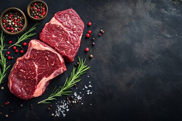 Marbled beef steaks as a background close-up. Cooking. Fresh meat. generative ai