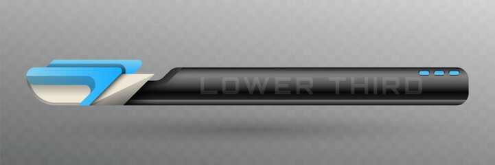 Wall Mural - lower third banner in metallic black, silver and sky blue color theme for video screen broadcast pre