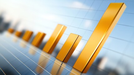 Poster - A 3D bar graph illustrating upward trends in data analysis.