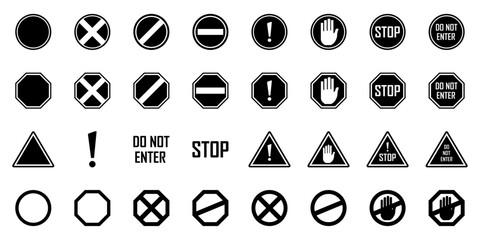Poster - Warning sign stop sign do not enter hand not allowed street symbol limitation danger trespassing website rules risk