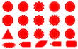 © pixel.99 - Price sticker set red sunburst badge icon sale special offer discount price tag promotional badges shopping labels red stickers