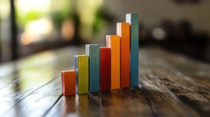 Poster - A colorful bar graph made of blocks, symbolizing growth and data representation.