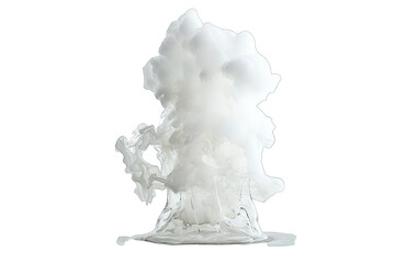 Poster - A dramatic explosion of white smoke, showcasing dynamic shapes and textures, perfect for backgrounds and creative projects.