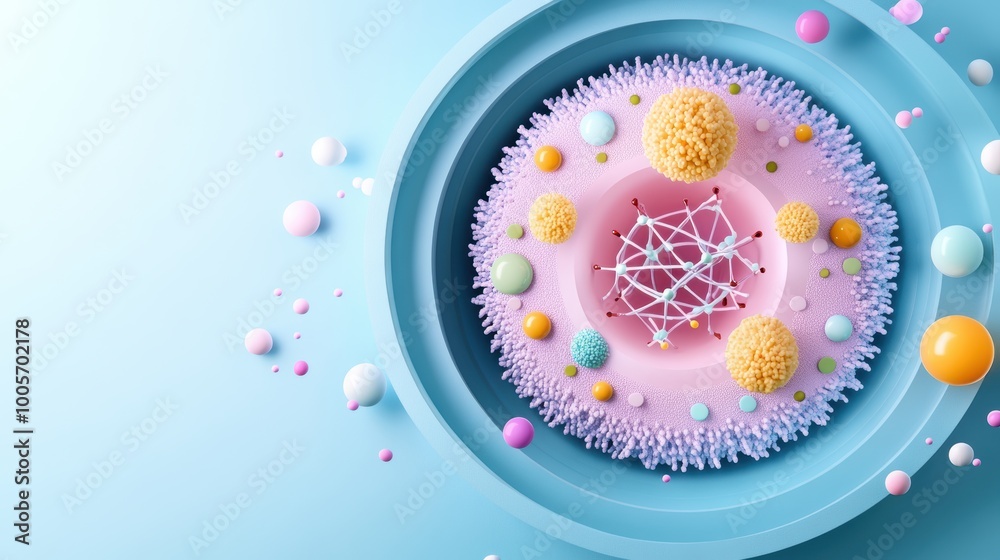 A simplified schematic of a cell with labeled organelles and their