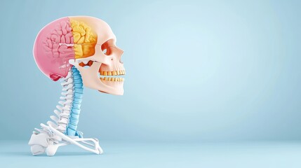 Canvas Print - An anatomical illustration of the human skeletal system, with highlighted structures labeled and explained.