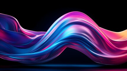 Vibrant Abstract Flowing Forms Casting Glowing Reflections in Dark Space