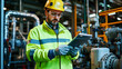 © kongkiat chairat - Worker in safety gear using tablet technology