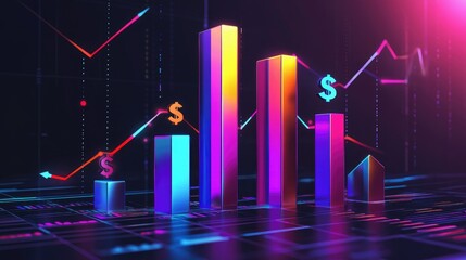 Poster - Colorful Financial Graphs and Data Visualization